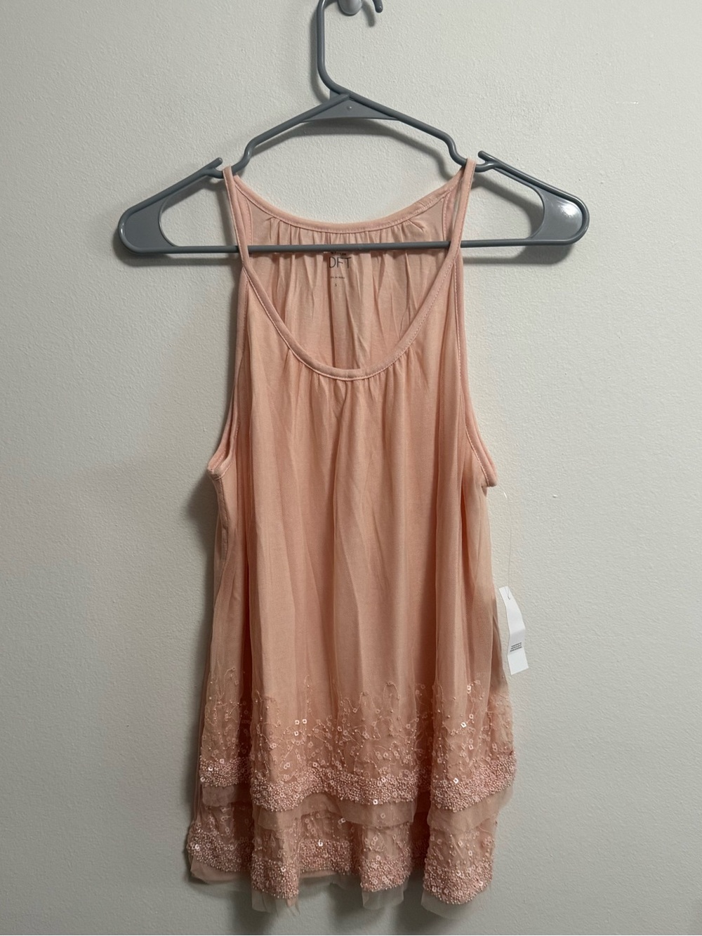 LOFT Peach Sequin Trim Tank‎ Camisole